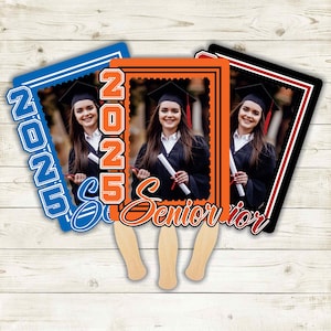Custom Graduation 2025 Fans With Wooden Handle, Photo Fans, 2025 Graduation Fans, Class of 2025, Senior 2025 Fans, Fan on a Stick