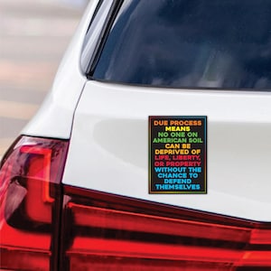 Due Process Save Democracy Resistance Magnet, Resist Hate Magnet, Anti-Trump, Resist Racism, Resist Fascism Vehicle Magnet, 6&quot; x 4.5&quot;