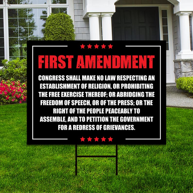 1st Amendment Free Speech Constitution Yard Sign, No Kings Protest Lawn ...