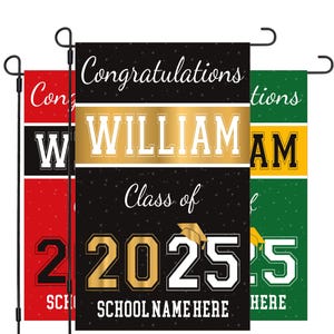 Personalized Graduation Garden Flag, Double Sided, Custom Name & School, Outdoor Graduation Decoration 2025 Yard Sign, Class of 2025 Flag