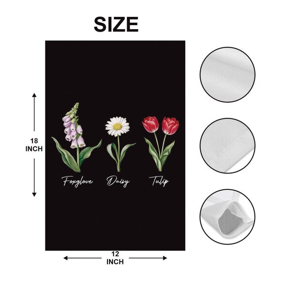 Foxglove Daisy Tulip Garden Flag, Double Sided, FDT Flag, Resist