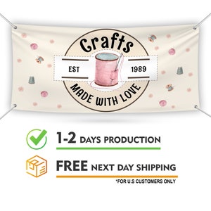 Custom Craft Show Banner Sign, 13 Oz Weather Proof Tent Canopy Table Banner, Craft Fair Show Vinyl Banner Outdoor Indoor With Metal Grommets