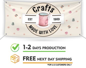 Custom Craft Show Banner Sign, 13 Oz Weather Proof Tent Canopy Table Banner, Craft Fair Show Vinyl Banner Outdoor Indoor With Metal Grommets