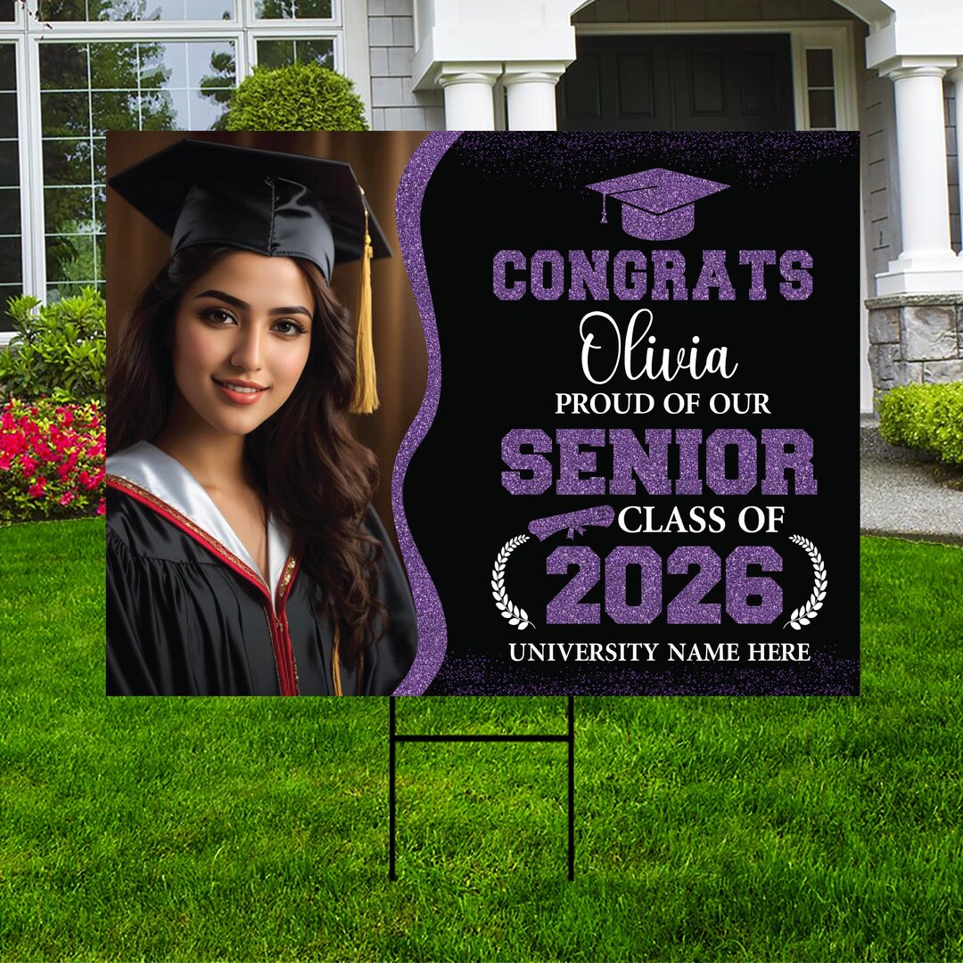 Personalized Graduation Yard Sign 2026 With Photo, Graduate Picture ...