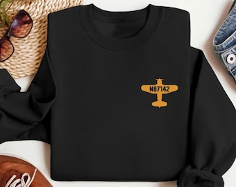 Custom Airplane Tail Number Sweatshirt, Aviation Pocket Design Shirt, Personalized Pilot Long Sleeve Shirt, Pilot Hoodie, Gift for Pilot
