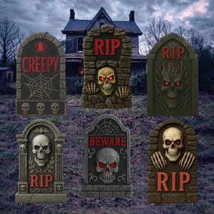 Halloween Tombstone Yard Signs, Scary Graveyard Outdoor Decorations, Waterproof Cemetery Lawn Stakes for Spooky Halloween Display