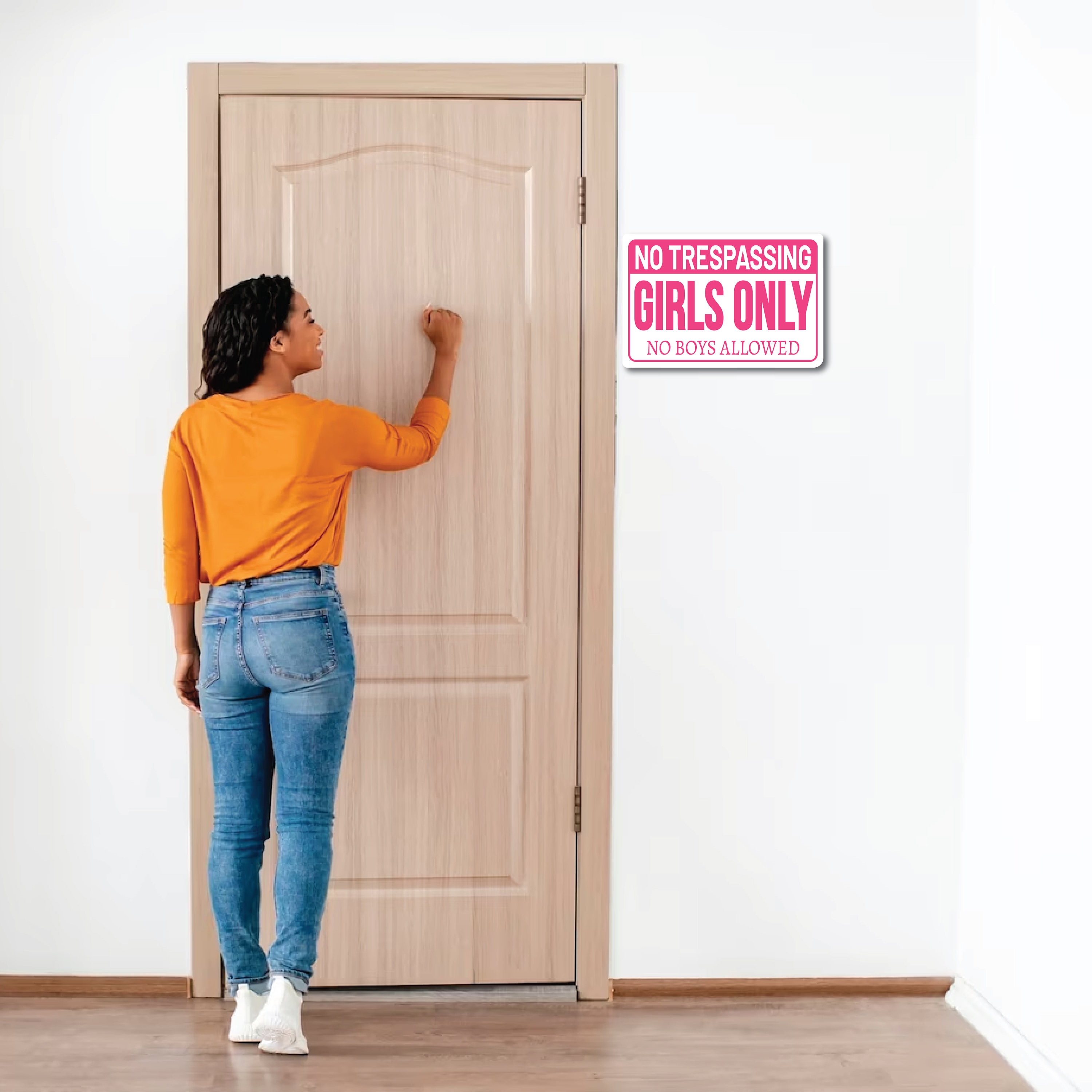 Cartello Porta 'No Trespassing Girls Only' - Solo Per Ragazze, No Boys Allowed, Decorazione Rosa In Alluminio 20x30 Cm