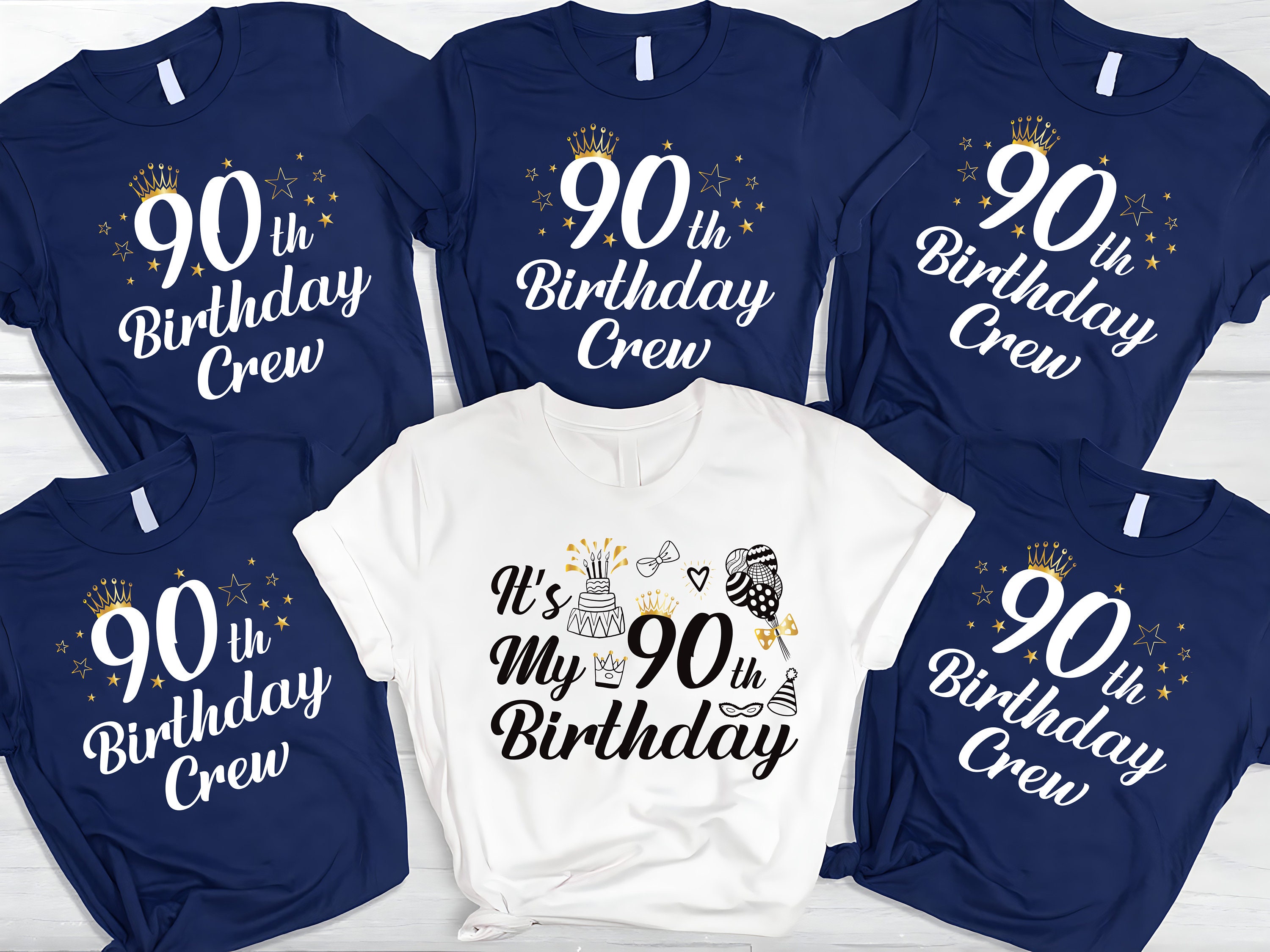 Custom 90th Birthday Squad Shirts, Personalized Birthday Group Shirts, 90th Birthday Crew Shirts, Birthday Queen Shirt, Unisex Family Shirts