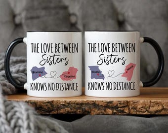 Custom Sisters Mug, Long Distance Sister Gift, Big Sister Little Sister Coffee Cup, Sister Birthday Gift, Best Sister Moving Away Present