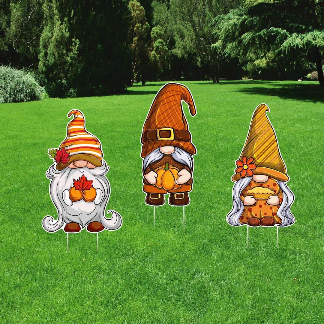 Gnome Thanksgiving Outdoor Yard Sign Cutouts Autumn Harvest Etsy