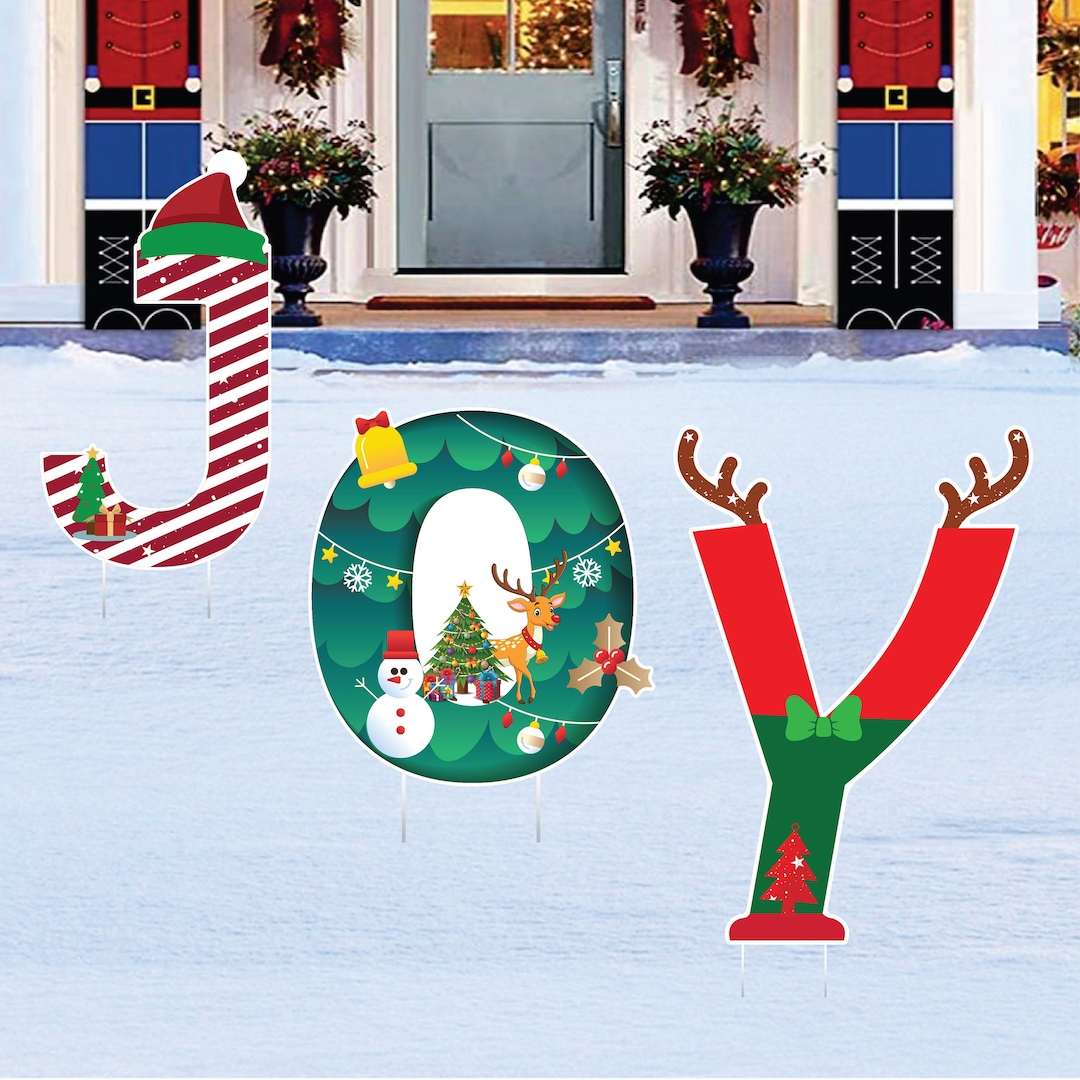 Christmas Joy Letters Yard Sign Cutouts, Christmas Theme Decorations