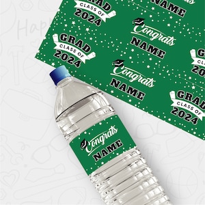 25 Pcs Custom Graduation 2024 Water Bottle Labels, Add Name Personalized Class of 2024 Graduation Party Decorations, Waterproof Grad Favors