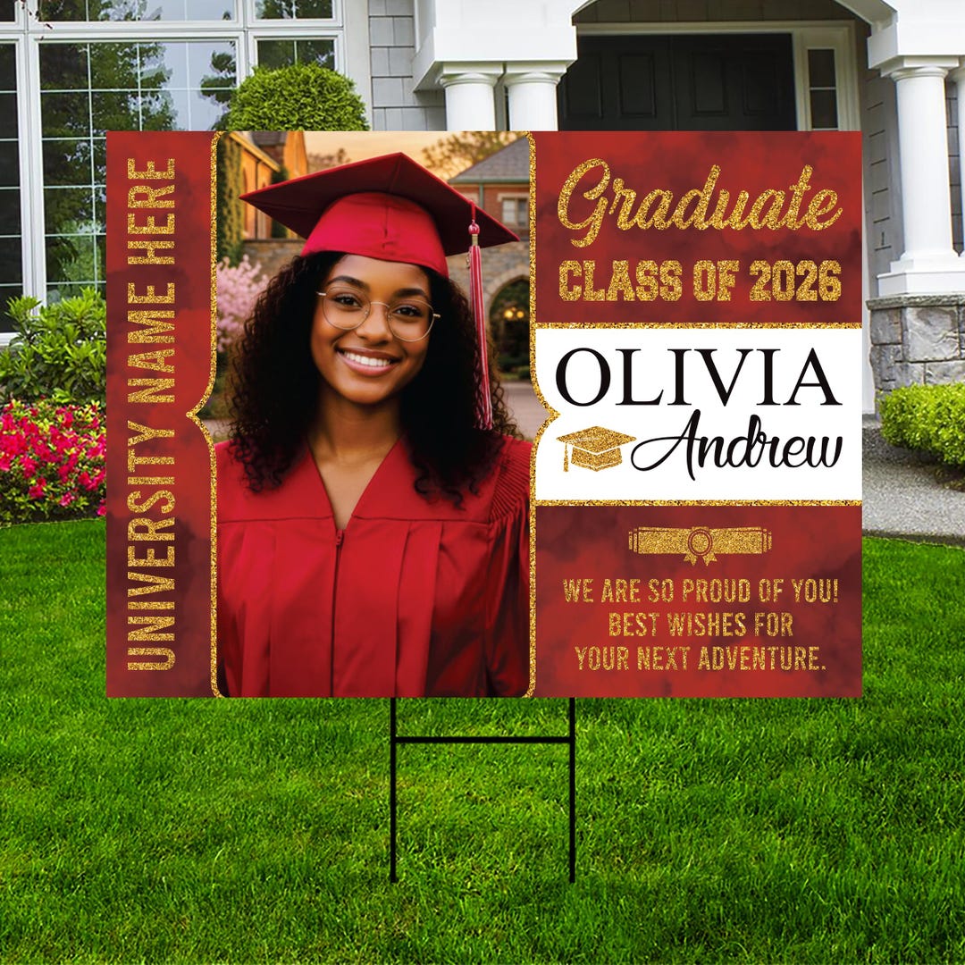 Personalized Graduation Yard Sign With Photo Class of 2026, Custom ...