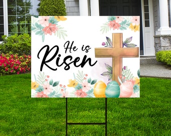Happy Easter He is Risen Yard Sign, Coroplast Jesus Easter Sign, Religious  Easter Day Decorations, He is Risen Yard Sign With Metal H-stake - Etsy