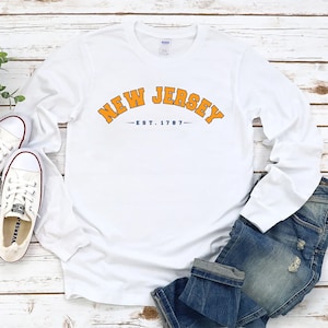 New Jersey Long Sleeve T-Shirt, Vintage New Jersey Unisex Shirt, New Jersey Established 1787 Shirt, New Jersey State Shirt, State Shirt