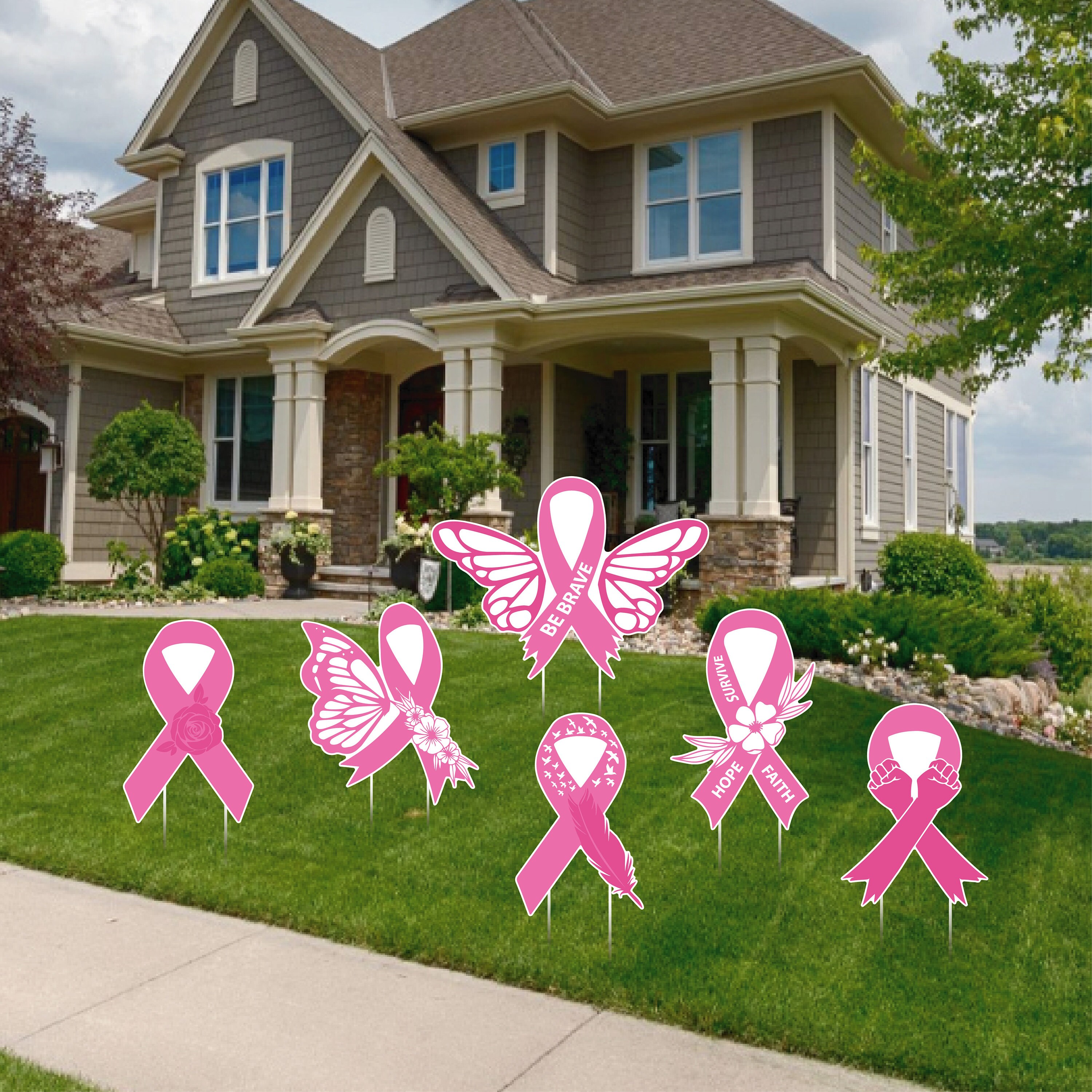 Breast Cancer Ribbon Pink Metal Sign 18x12 CNC Art Customizable Gift  memorial