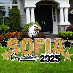 Personalized Graduation Yard Sign Letters 18&quot;, Custom Graduation Yard Cutouts Congratulations Grad 2025 Yard Décor With Metal Stakes