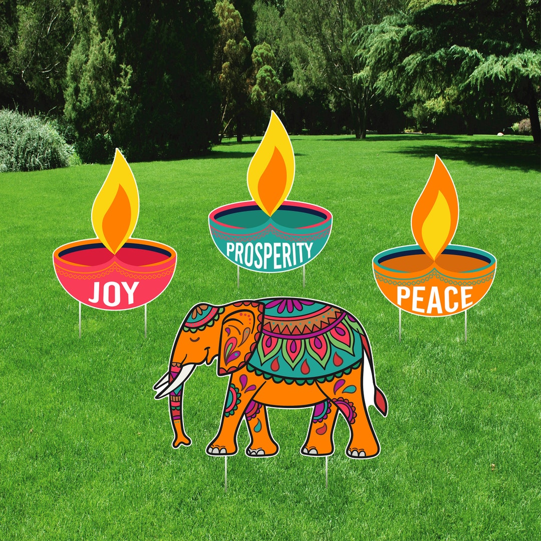 Happy Diwali Yard Sign Party Cutouts, Coroplast Indian Diwali Festival