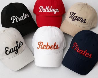 Custom Team Baseball Cap, Embroidered Hat for Game Day Fans, Adjustable Sports Cap, Team Mom Dad Coach Gift, Gym Spirit Wear Baseball Hat