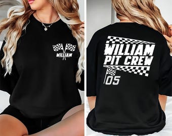 Custom Racing Shirt, Personalized Pit Crew Shirt, Motocross Pit Crew Tee, Racing Pit Crew Shirt, Race Car Flag Shirt, Front Back