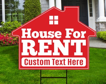 House for Rent Yard Sign Personalized - Visible Text Custom House for Rent Yard Sign with Metal H-Stake