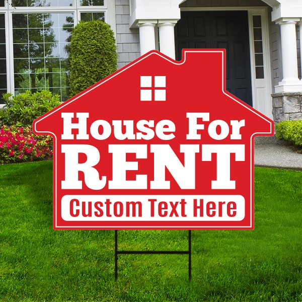 House for Rent Yard Sign Personalized - Visible Text Custom House for Rent Yard Sign with Metal H-Stake