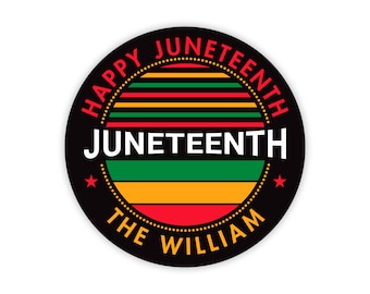 Personalized Happy Juneteenth Stickers, Custom Freedom Day Stickers, Black Pride Labels, Round Juneteenth Favors, Freedom Stickers