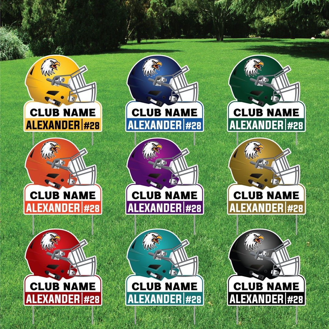Personalized Football Helmet Yard Sign 24 X 24, Custom Name, Number