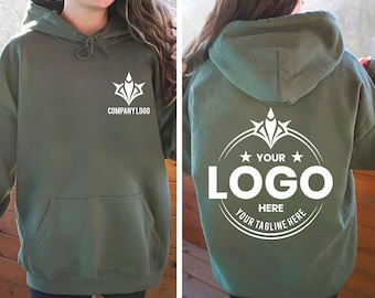 Custom Logo Pullover Hoodie, Personalized Business Workwear, Front and Back Print Sweatshirt, Company Staff Uniform, Employee Gift