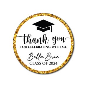 Personalized Graduation 2024 Stickers, Custom Class of 2024 Stickers, 2024 Graduation Labels, Round Graduation Party Favors, Gift Sticker