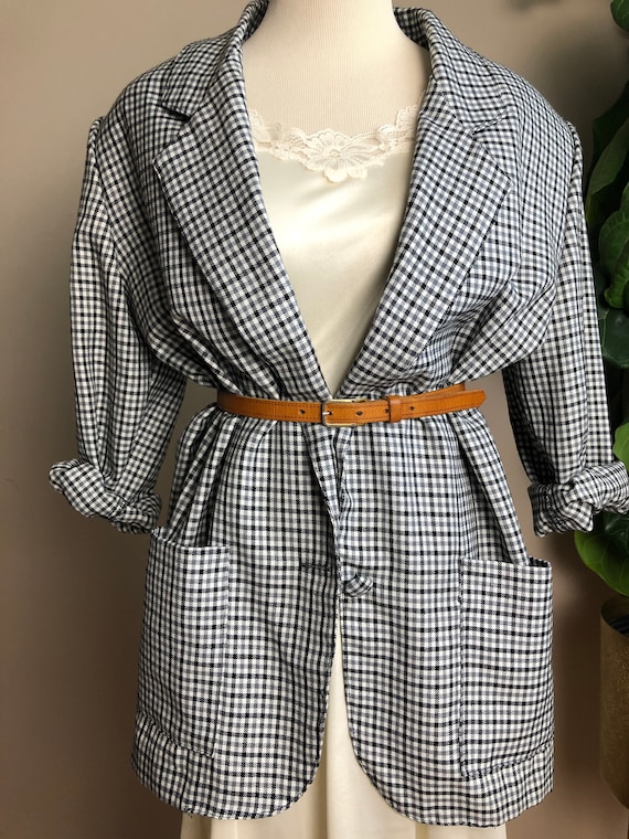 gingham oversized blazer