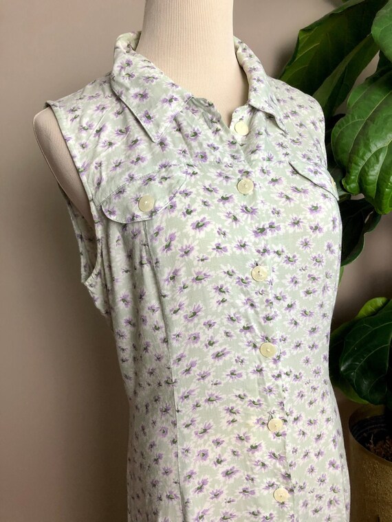 button front botanical maxi dress