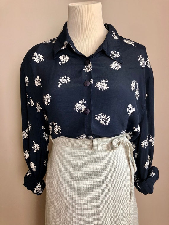 sheer floral blouse