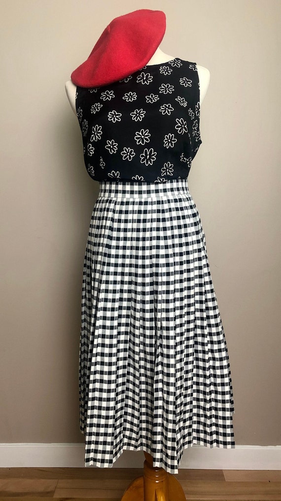 gingham pleated skirt
