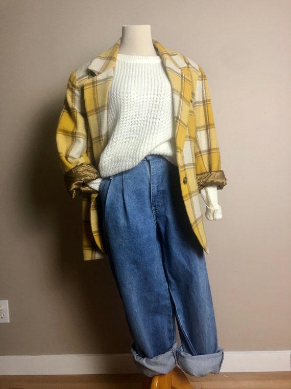 mustard plaid blazer