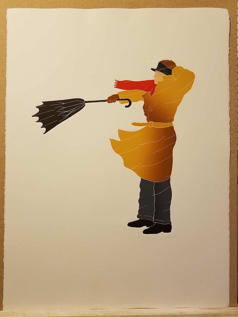 Umbrella Fella no Background by Thom De Jong 70s & 80s NYC Dutch Artist