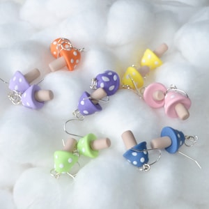 Mushroom Dangle Earrings *handmade with polymer clay*