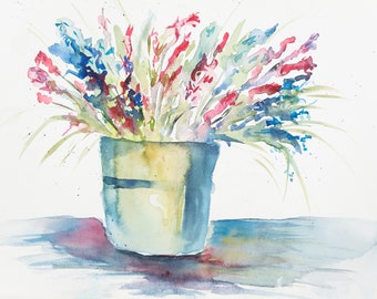 Vase of flowers - original watercolour