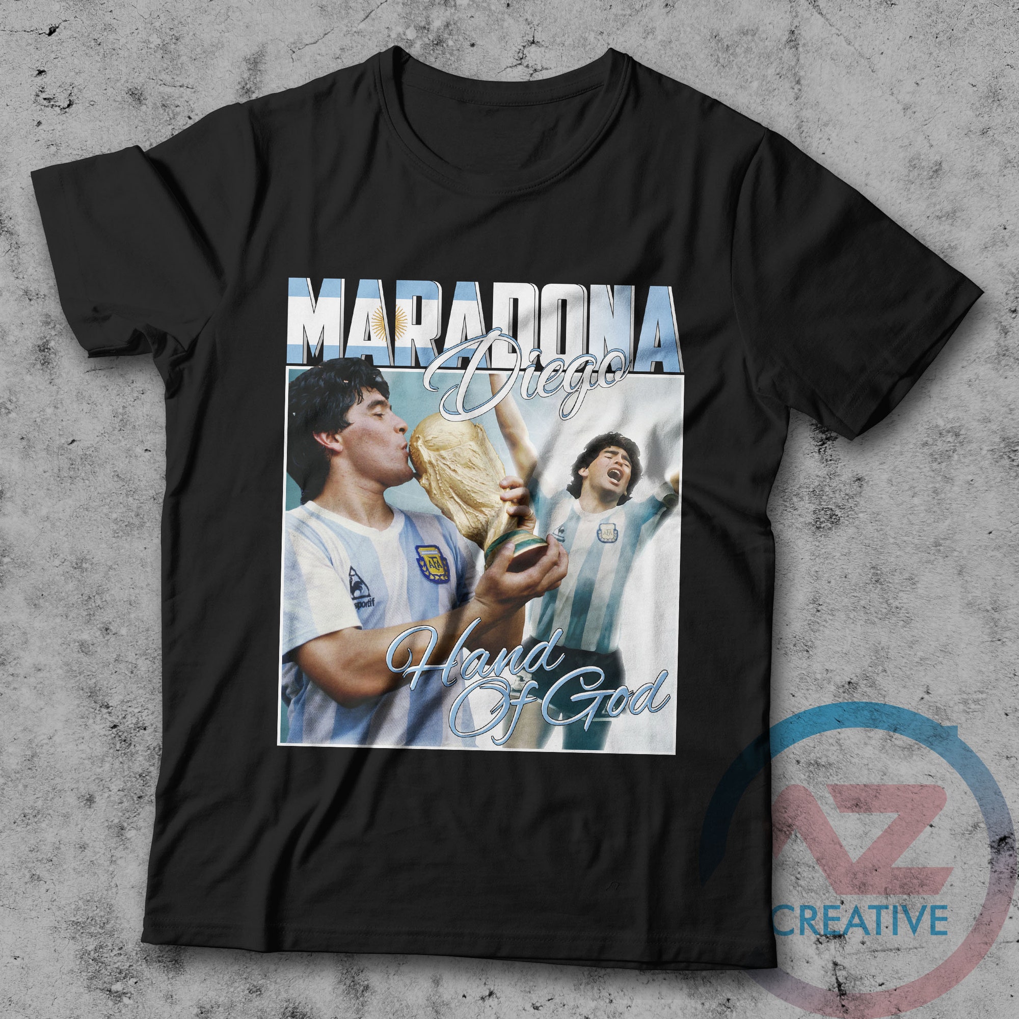 Discover Maglietta T-Shirt Diego Calcio Maradona Uomo Donna Bambini - Hand Of God camicia vintage anni '90