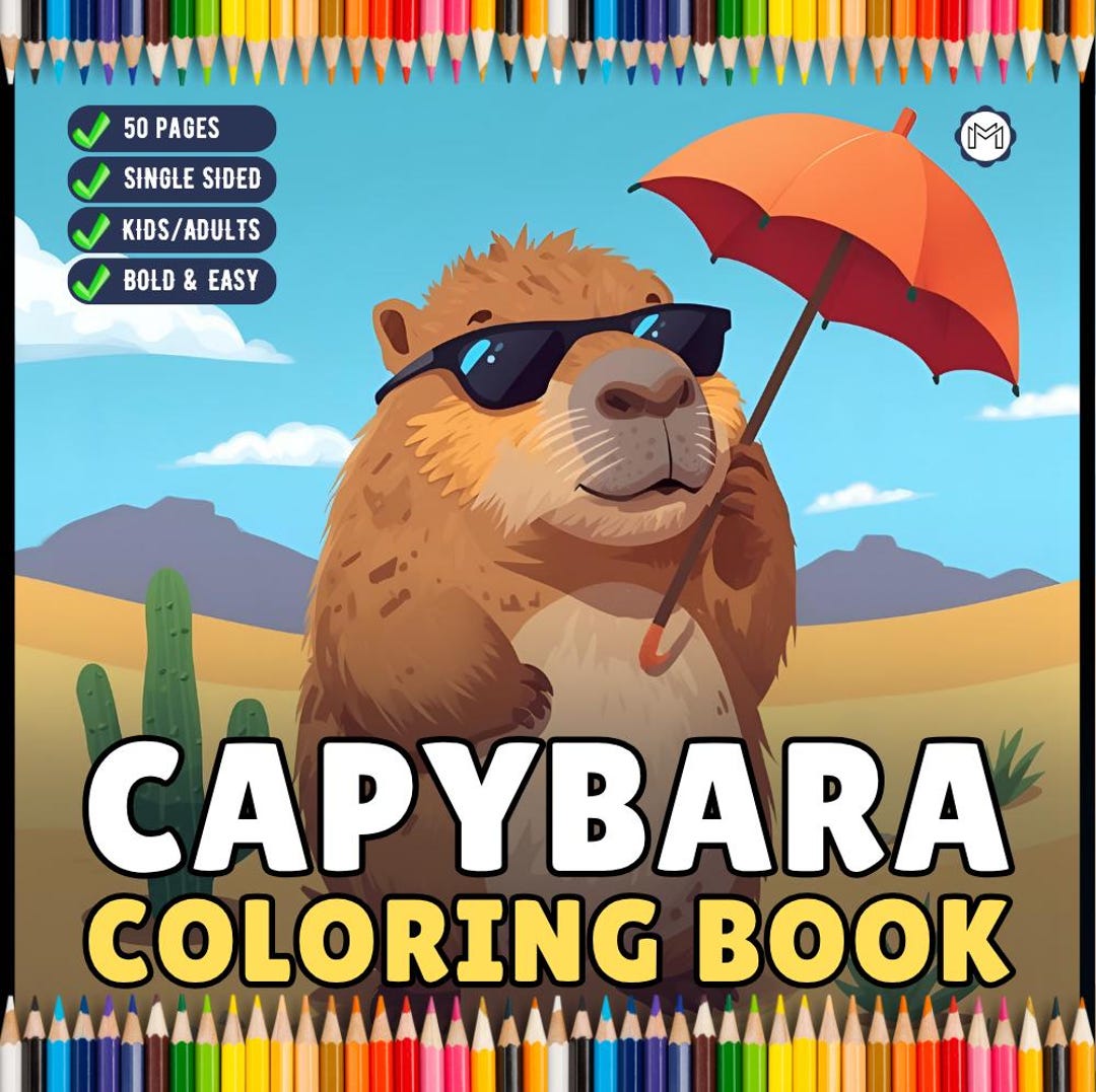 Funny Cute Capybara Animal Coloring Book Gift for Adults Kids Boys ...