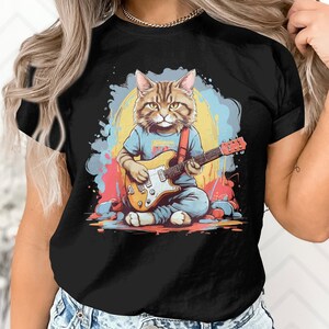 Cute Guitarist Cat Kitten Kitty Guitar Player Musician Gift T-Shirt Kitten Cat Guitar Player Birthday Holiday Presents Tshirt