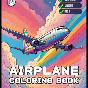 50 Pages Cute Airplane Coloring Book Gift for Kids Boys Girls Teens Youth Plane Coloring Pages for Children Aircraft Lover Coloring Activity