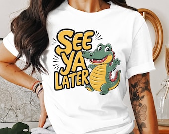 Funny See You Later Alligator Crocodile Gift Men Women Boys T-Shirt Alligator Crocodile Birthday Holiday Present Kids Tshirt