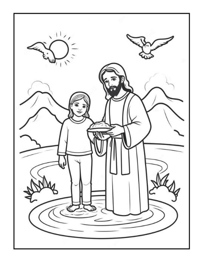 50 Pages Easy Jesus Coloring Book Gift for Adults Kids Children Boys Girls Teens Christian Religion Catholic Bible Stories Coloring Pages image 4