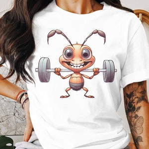 Funny Ant Weightlifter GYM Workout Entomologist Insect Gift T-Shirt Ant Lover Weightlifter Birthday Holiday Present Men Women Kids Tshirt