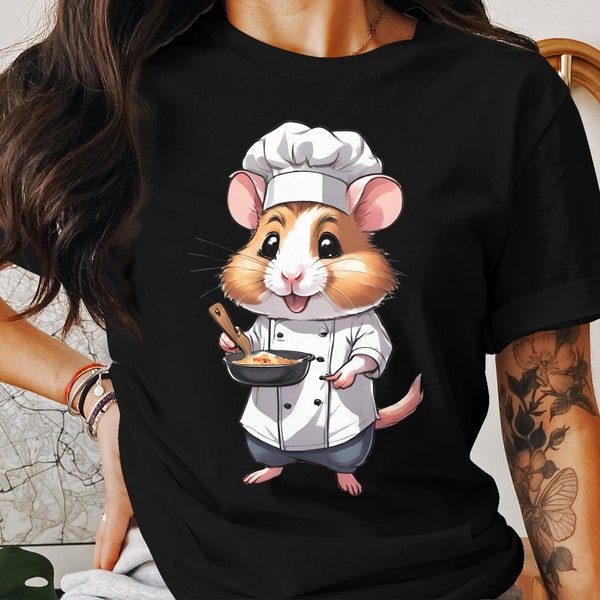 Funny Hamster Cook Chef Cooking Baker Foodie Culinary Gift T-Shirt Kitchen Culinary Cook Birthday Holiday Presents Men Women Kids Tshirt