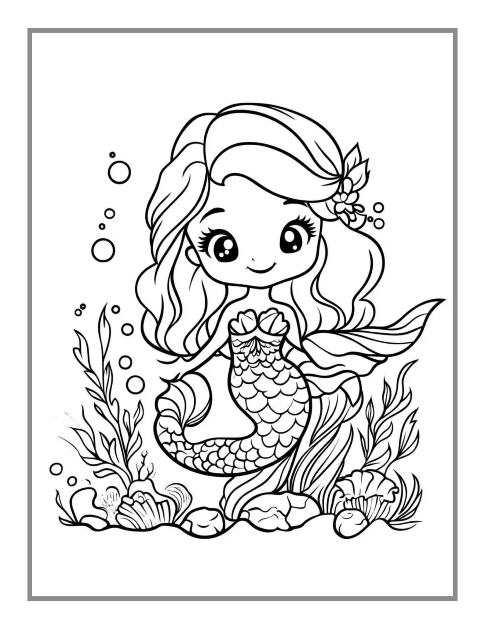 50 Pages Cute Easy Mermaid Coloring Book Gift for Kids Boys Girls Teens ...