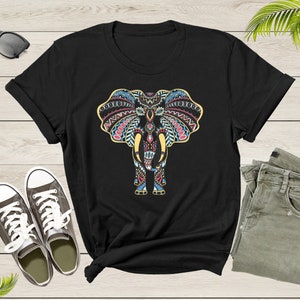 Cool Indian Mandala Elephant Lover Gift Tee Shirt Mens Womens Cute Elephant Tshirt Graphic Design Print Elephant Kids Boys Girls T-shirt