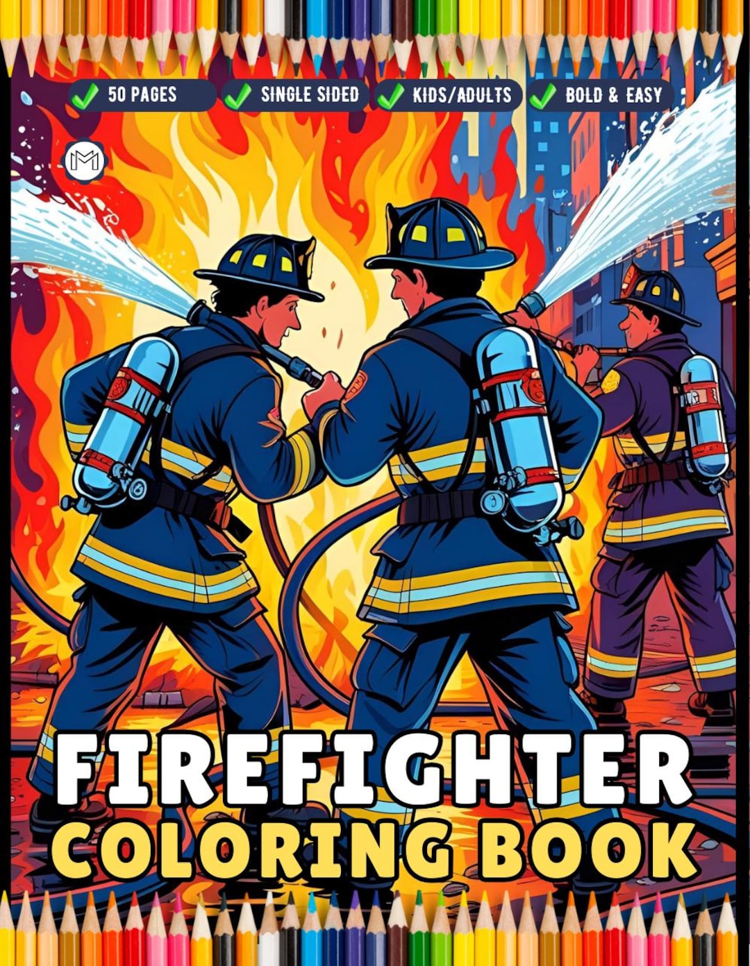 Cool Firefighter Coloring Book Gift for Adults Men Women Kids Boys ...
