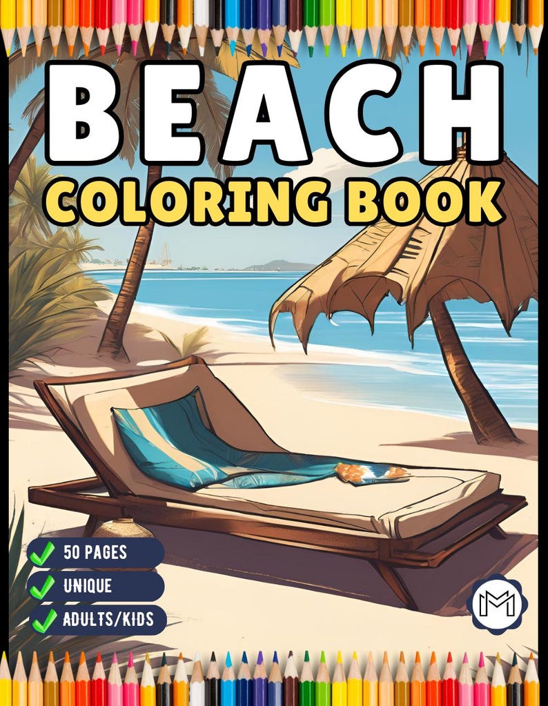 50 Pages Tropical Beach Homes Coloring Book Birthday Holiday Gift for ...